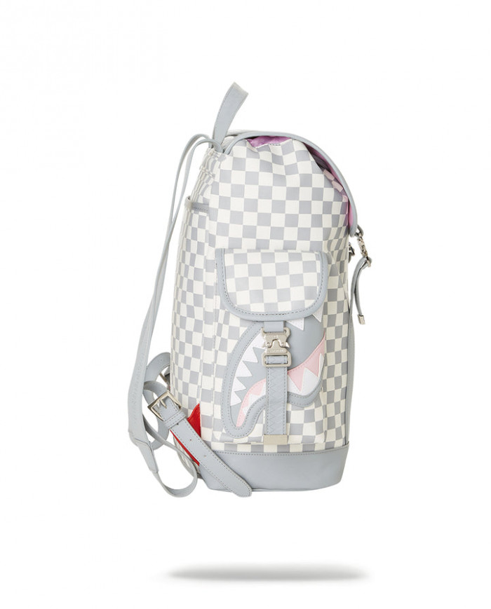 Sprayground Rose Money Checkered White & Grey Backpack